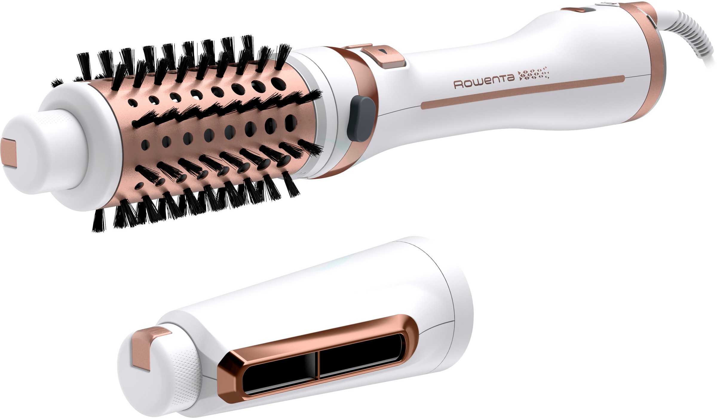 Rowenta  Warmluftbürste CF9720 Brush Activ’ Ultimate Care rotierende Warmluftbürste, 2 Aufsätze}, 2-in-1-Styling, Keramikbeschichtung, Ionen-Booster-Technologie, Stylingdüse, innovative Flip-Funktion